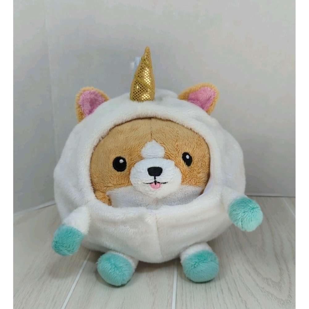 Squishable Corgi Round Plush ball Tan Brown‎ White puppy dog in unicorn costume